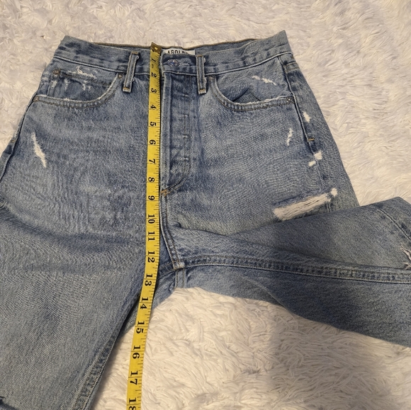 90s AGOLDE Mid Rise Loose Fit Ripped Wide Leg Cotton Jeans Size 23 - Picture 7 of 13